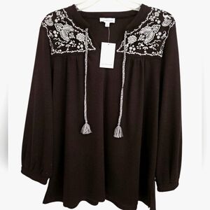 WESTBOUND BLOUSE BLACK  SZ L